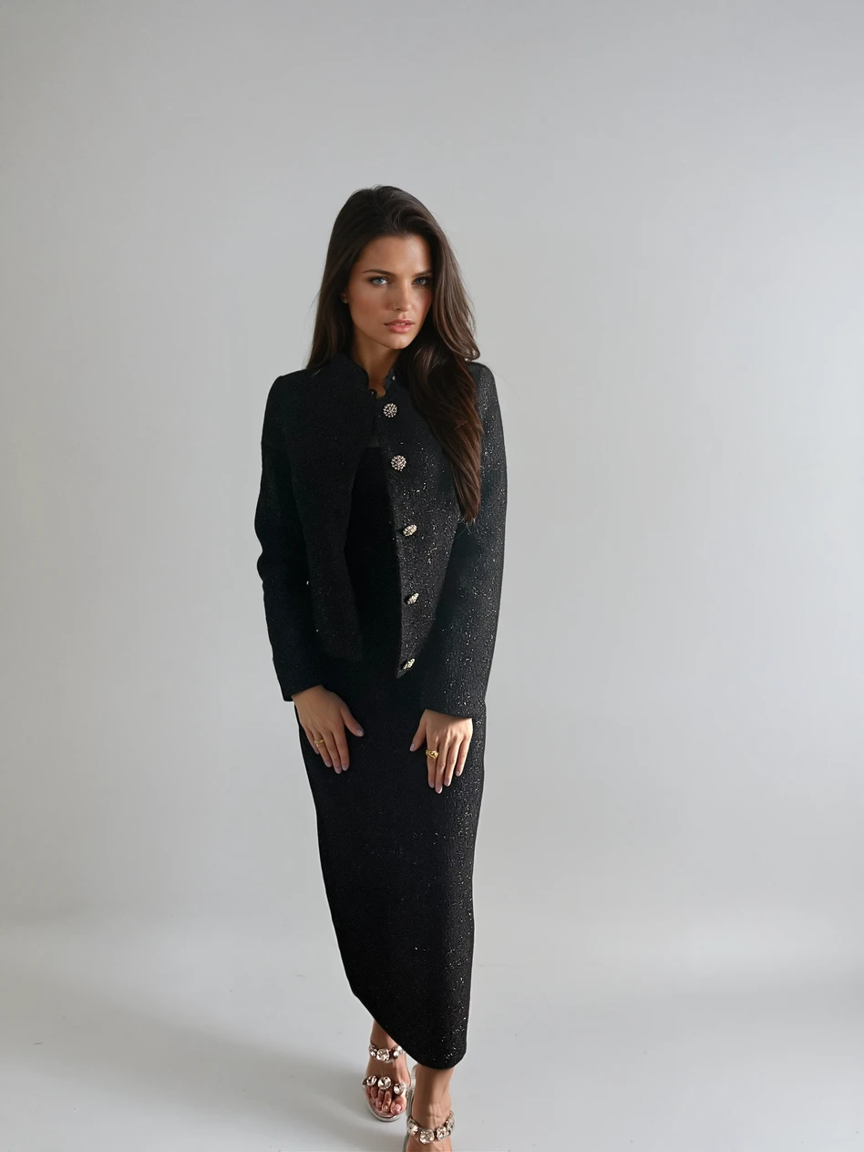 Black Chique Tweed Jas