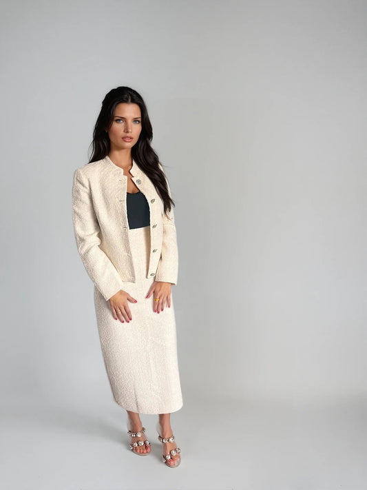 White Chic Tweed Skirt