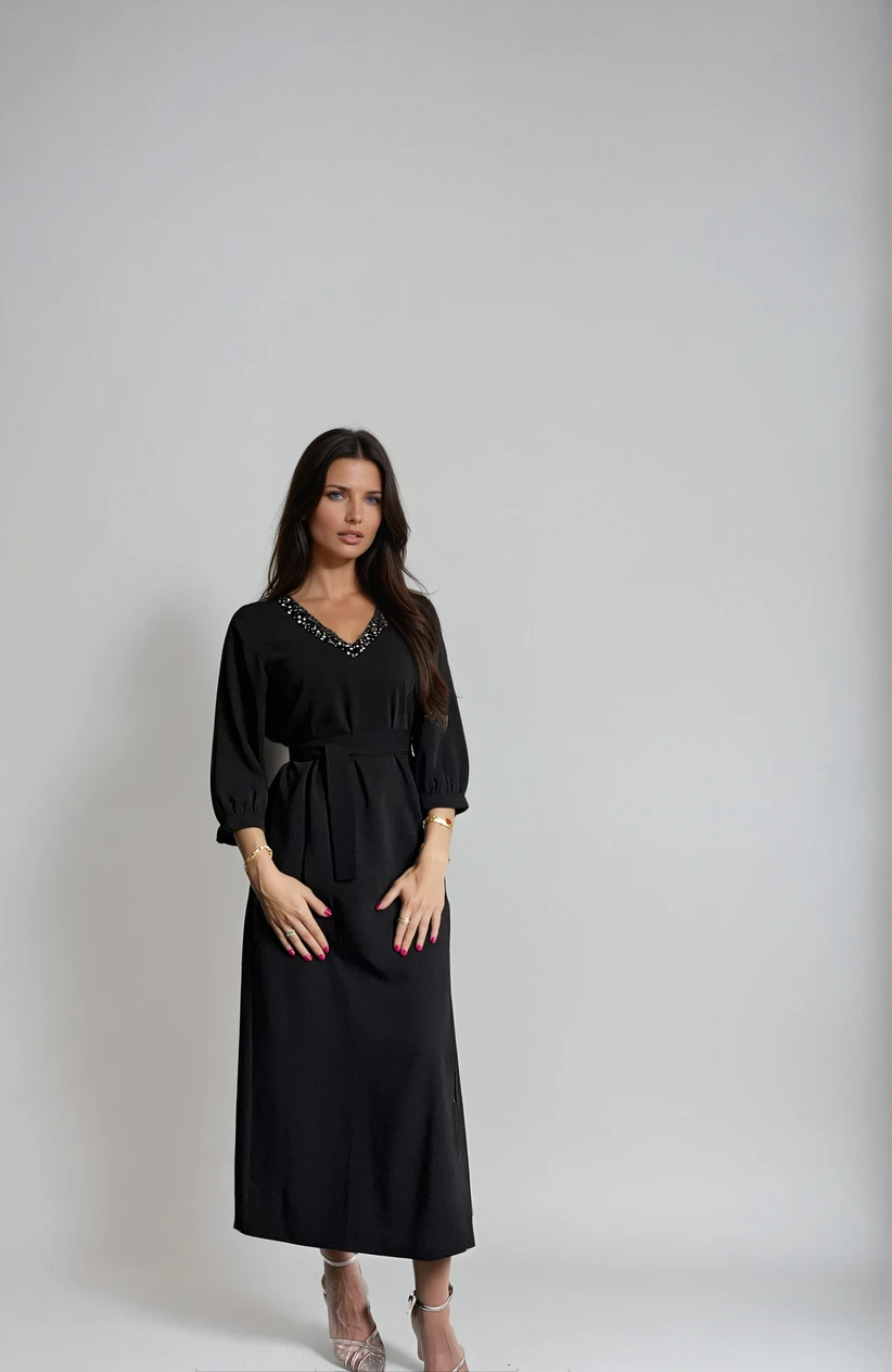 Zwarte elegante Jurk met Strassdetails