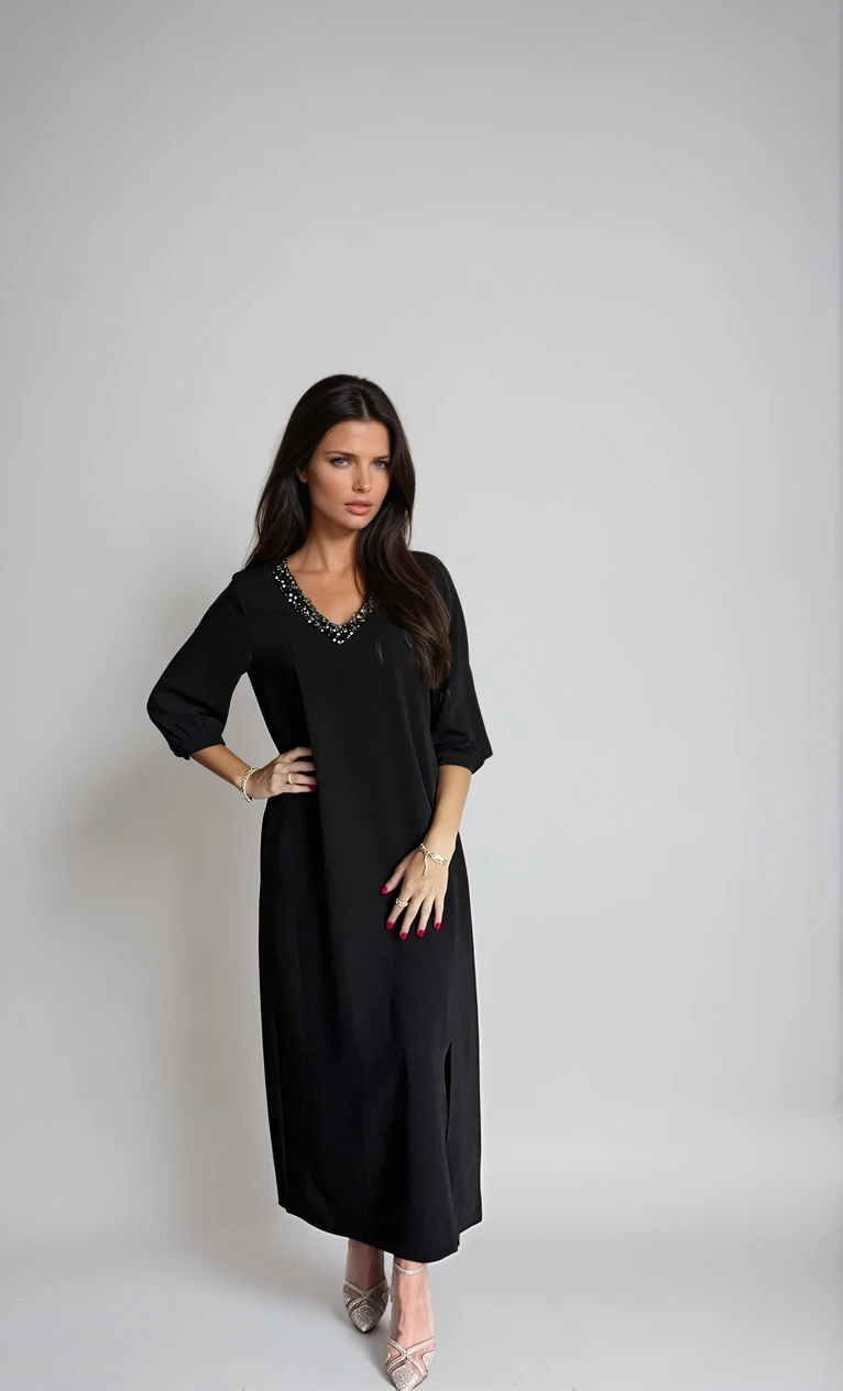 Zwarte elegante Jurk met Strassdetails