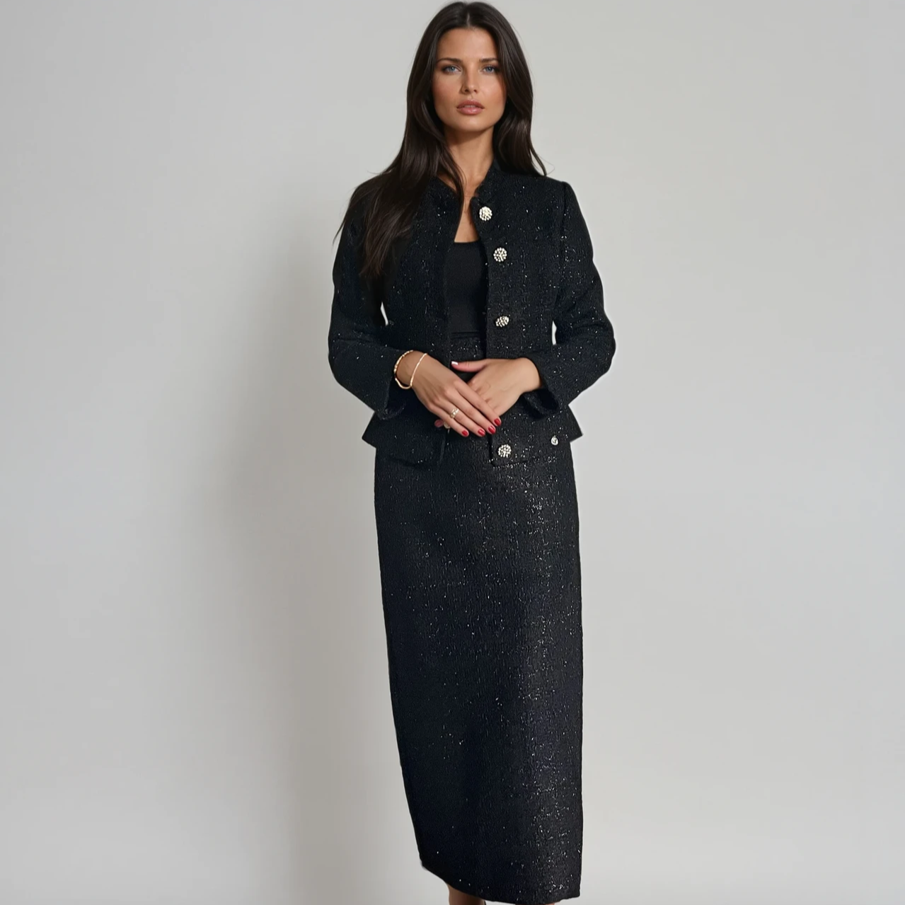 Black Chique Tweed Jas